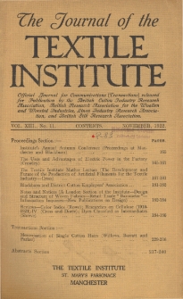 The Journal of the Textile Institute Vol. XIII No. 11 (1922)