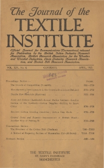 The Journal of the Textile Institute Vol. XIV No. 4 (1923)
