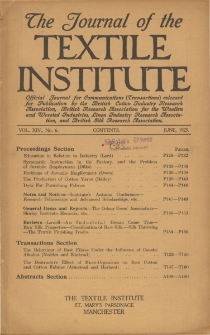 The Journal of the Textile Institute Vol. XIV No. 6 (1923)