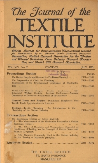 The Journal of the Textile Institute Vol. XIV No. 7 (1923)