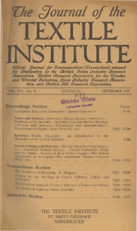 The Journal of the Textile Institute Vol. XIV No. 9 (1923)