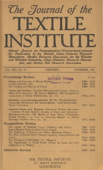 The Journal of the Textile Institute Vol. XIV No. 11 (1923)