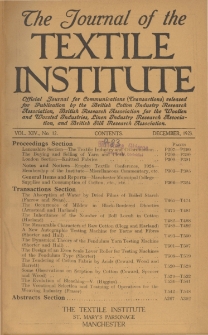 The Journal of the Textile Institute Vol. XIV No. 12 (1923)