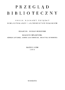 Przegląd Bibljoteczny : wydawnictwo Związku Bibljotekarzy Polskich R. XVIII z. 3-4 (1950)