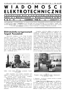 Wiadomości Elektrotechniczne : miesięcznik pod naczelną redakcją prof. M. Pożaryskiego. R. VI nr 6 (1938)