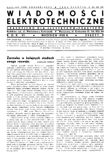 Wiadomości Elektrotechniczne : miesięcznik pod naczelną redakcją prof. M. Pożaryskiego. R. VI nr 9 (1938)