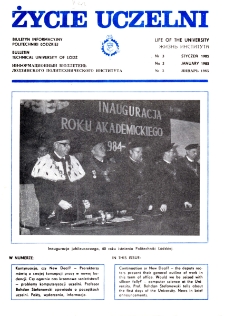 Życie Uczelni : biuletyn informacyjny Politechniki Łódzkiej nr 3 (1985) [PDF]