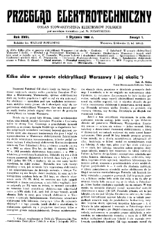 Przegląd Elektrotechniczny : organ Stowarzyszenia Elektrotechników Polskich R. XVIII z. 1 (1936)