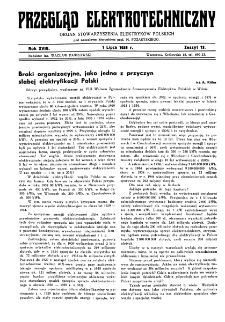 Przegląd Elektrotechniczny : organ Stowarzyszenia Elektrotechników Polskich R. XVIII z. 13 (1936)