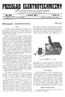 Przegląd Elektrotechniczny : organ Stowarzyszenia Elektrotechników Polskich R. XVIII z. 15 (1936)