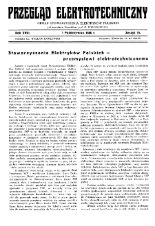Przegląd Elektrotechniczny : organ Stowarzyszenia Elektrotechników Polskich R. XVIII z. 19 (1936)