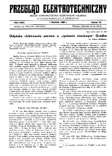 Przegląd Elektrotechniczny : organ Stowarzyszenia Elektrotechników Polskich R. XVIII z. 23 (1936)
