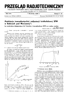 Przegląd Radjotechniczny: ogłaszany staraniem Sekcji Radjotechnicznej Stow. Elektr. Polskich R. XIV z. 7-8 (1936)