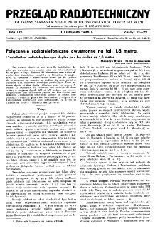 Przegląd Radjotechniczny: ogłaszany staraniem Sekcji Radjotechnicznej Stow. Elektr. Polskich R. XIV z. 21-22 (1936)