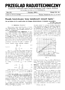 Przegląd Radjotechniczny: ogłaszany staraniem Sekcji Radjotechnicznej Stow. Elektr. Polskich R. XIV z. 23-24 (1936)