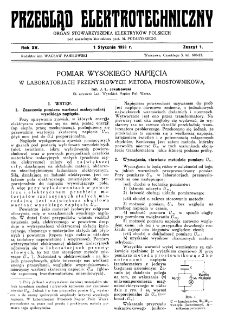 Przegląd Elektrotechniczny : organ Stowarzyszenia Elektrotechników Polskich R. XV z. 1 (1933)