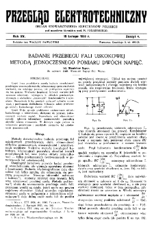 Przegląd Elektrotechniczny : organ Stowarzyszenia Elektrotechników Polskich R. XV z. 4 (1933)
