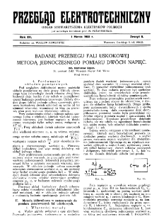 Przegląd Elektrotechniczny : organ Stowarzyszenia Elektrotechników Polskich R. XV z. 5 (1933)