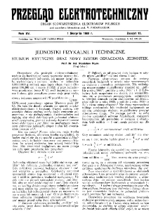 Przegląd Elektrotechniczny : organ Stowarzyszenia Elektrotechników Polskich R. XV z. 15 (1933)