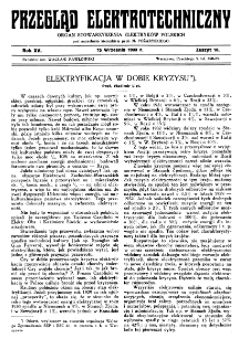 Przegląd Elektrotechniczny : organ Stowarzyszenia Elektrotechników Polskich R. XV z. 18 (1933)