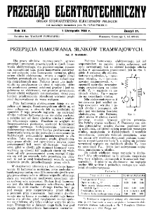 Przegląd Elektrotechniczny : organ Stowarzyszenia Elektrotechników Polskich R. XV z. 21 (1933)