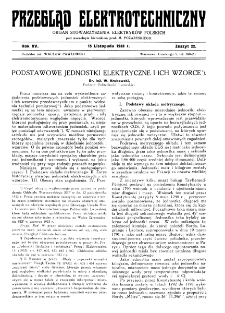 Przegląd Elektrotechniczny : organ Stowarzyszenia Elektrotechników Polskich R. XV z. 22 (1933)