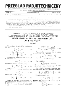 Przegląd Radjotechniczny: ogłaszany staraniem Sekcji Radjotechnicznej Stow. Elektr. Polskich R. XI z. 1-2 (1933)