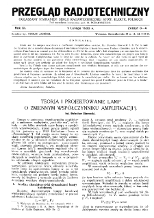 Przegląd Radjotechniczny: ogłaszany staraniem Sekcji Radjotechnicznej Stow. Elektr. Polskich R. XI z. 3-4 (1933)