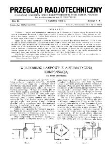 Przegląd Radjotechniczny: ogłaszany staraniem Sekcji Radjotechnicznej Stow. Elektr. Polskich R. XI z. 7-8 (1933)