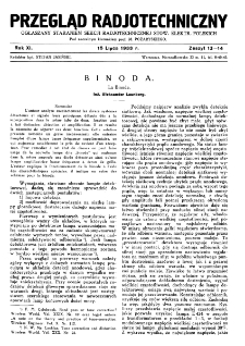 Przegląd Radjotechniczny: ogłaszany staraniem Sekcji Radjotechnicznej Stow. Elektr. Polskich R. XI z. 13-14 (1933)