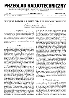 Przegląd Radjotechniczny: ogłaszany staraniem Sekcji Radjotechnicznej Stow. Elektr. Polskich R. XI z. 17-18 (1933)