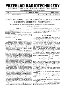 Przegląd Radjotechniczny: ogłaszany staraniem Sekcji Radjotechnicznej Stow. Elektr. Polskich R. XI z. 21-22 (1933)