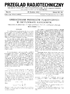 Przegląd Radjotechniczny: ogłaszany staraniem Sekcji Radjotechnicznej Stow. Elektr. Polskich R. XI z. 23-24 (1933)