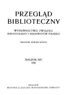 Przegląd Bibioteczny : wydawnictwo Związku Bibliotekarzy Polskich R. XIV (1946)