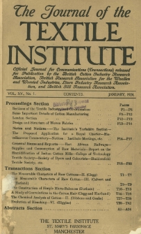 The Journal of the Textile Institute Vol. XV No. 1 (1924)