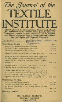 The Journal of the Textile Institute Vol. XV No. 2 (1924)