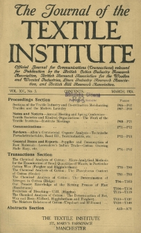 The Journal of the Textile Institute Vol. XV No. 3 (1924)