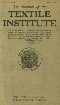 The Journal of the Textile Institute Vol. XV No. 4 (1924)