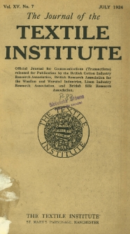 The Journal of the Textile Institute Vol. XV No. 7 (1924)