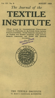 The Journal of the Textile Institute Vol. XV No. 8 (1924)