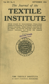 The Journal of the Textile Institute Vol. XV No. 9 (1924)