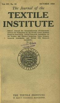 The Journal of the Textile Institute Vol. XV No. 10 (1924)