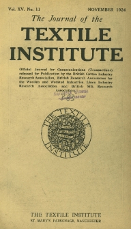 The Journal of the Textile Institute Vol. XV No. 11 (1924)
