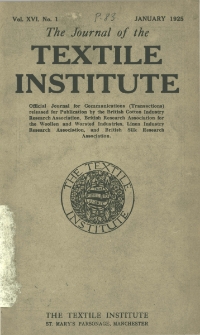 The Journal of the Textile Institute Vol. XVI No. 1 (1925)