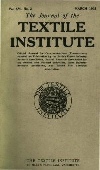 The Journal of the Textile Institute Vol. XVI No. 3 (1925)