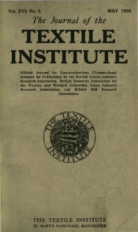The Journal of the Textile Institute Vol. XVI No. 5 (1925)