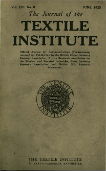 The Journal of the Textile Institute Vol. XVI No. 6 (1925)