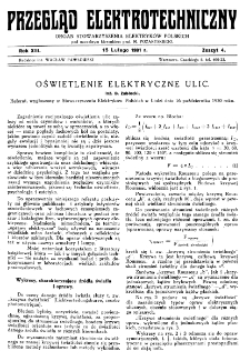 Przegląd Elektrotechniczny : organ Stowarzyszenia Elektrotechników Polskich R. XIII z. 4 (1931)