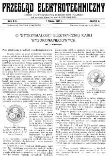 Przegląd Elektrotechniczny : organ Stowarzyszenia Elektrotechników Polskich R. XIII z. 5 (1931)