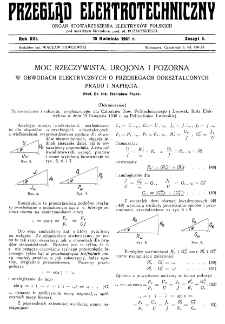Przegląd Elektrotechniczny : organ Stowarzyszenia Elektrotechników Polskich R. XIII z. 8 (1931)